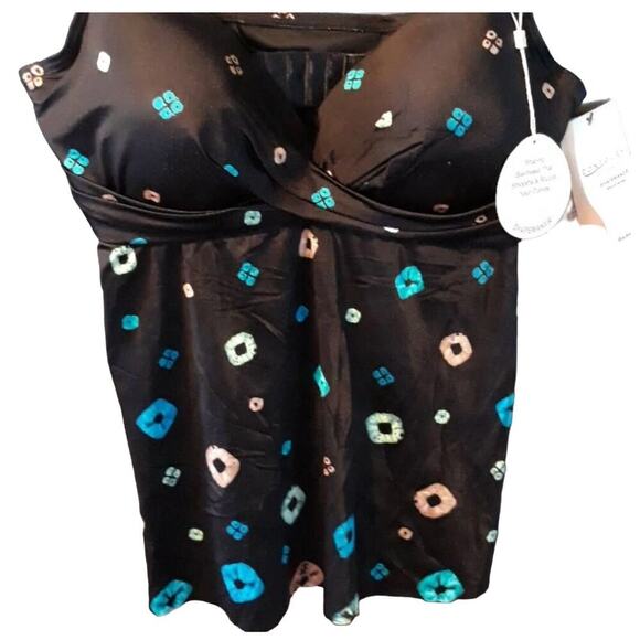 Coco Reef Black DIAMOND WRAP BRA UNDERWIRE TANKINI Swim TOP SZ 8 / 32D NWT - Picture 5 of 5